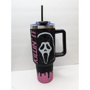 Ghostface Scream Killin It Bedazzled Studded Spirit Travel Tumbler Cup 40 OZ NEW